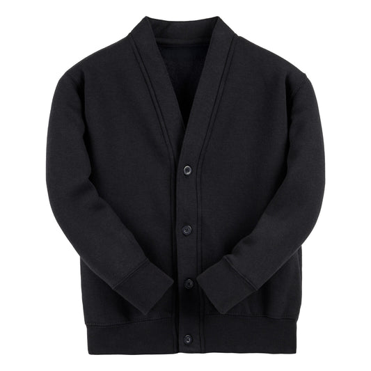Black Classic Cotton Rich Sweat Cardigan - Left Chest Embroidered