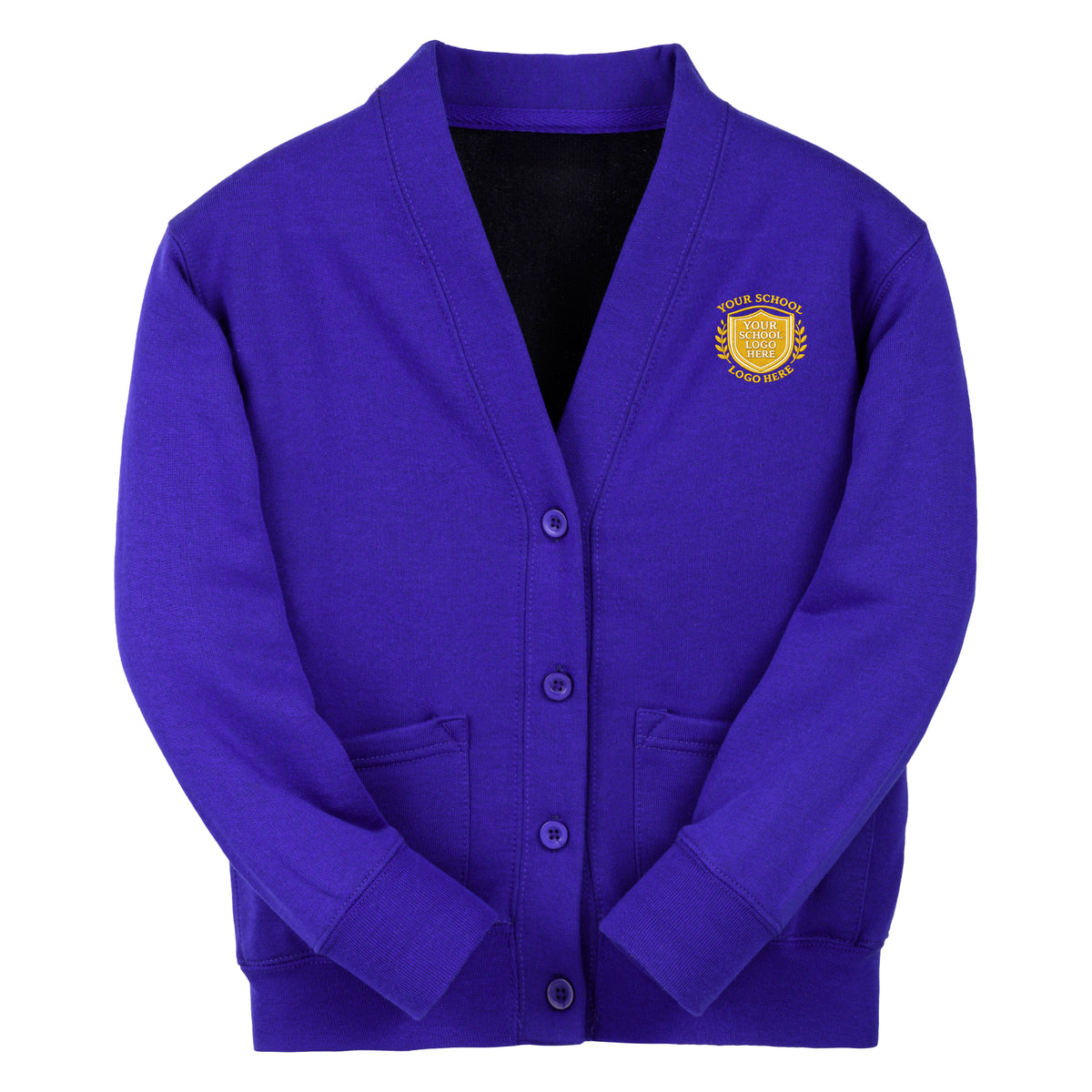 Electric Blue Essential Sweat Cardigan - Left Chest Embroidered
