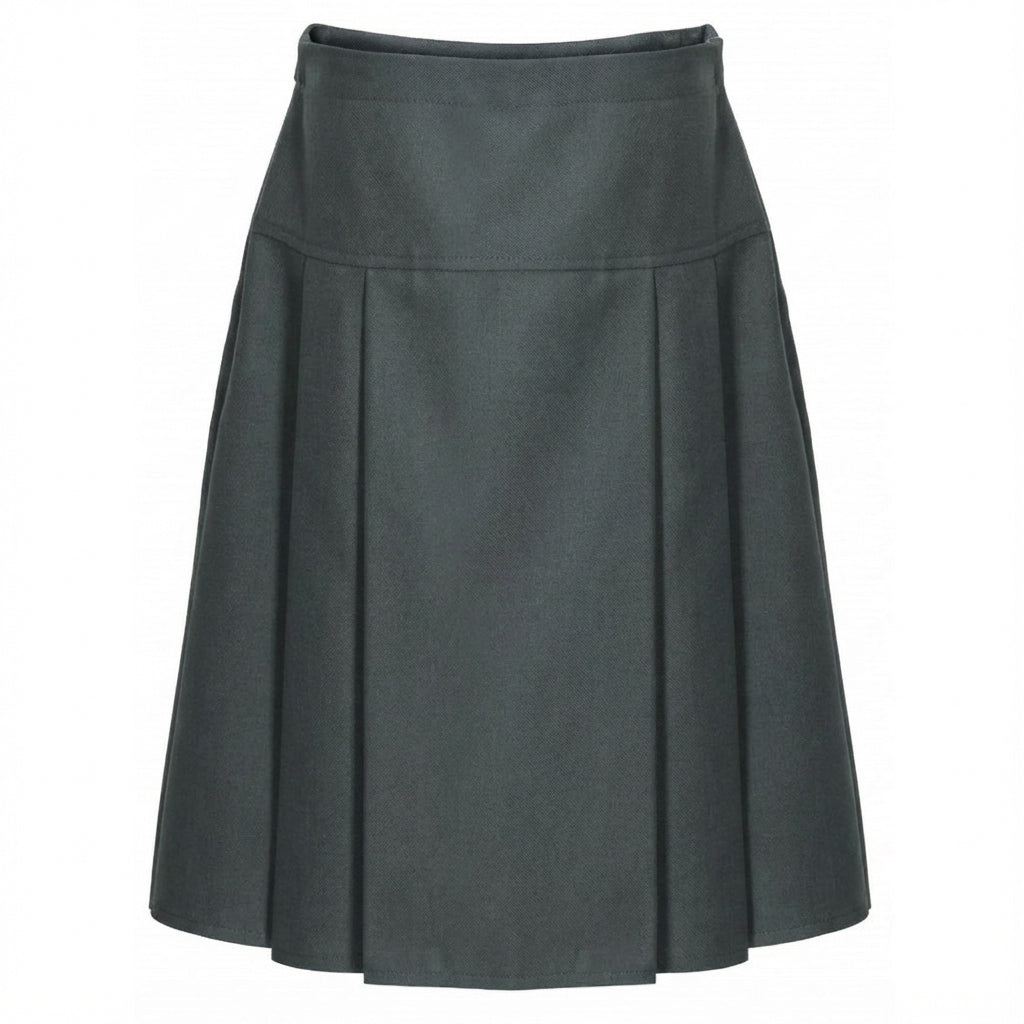 Grey Drop Waist Pleated Skirt