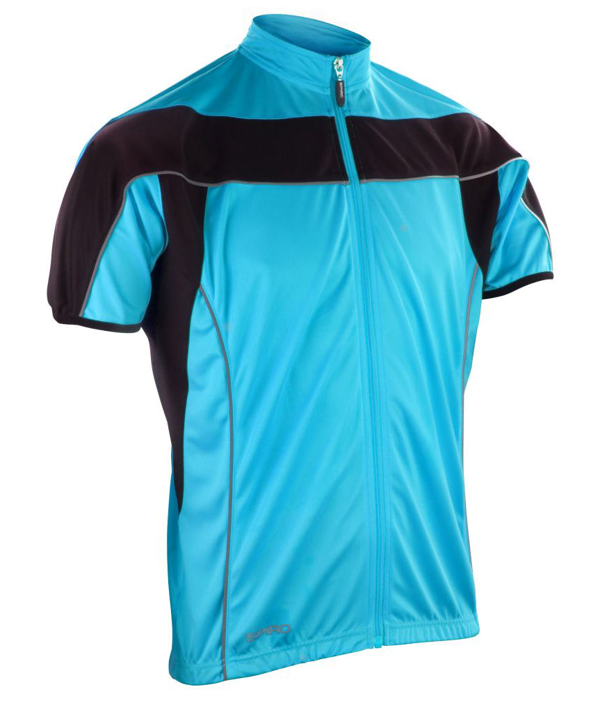 Aqua Blue Cycling Top - Back and Front Print - Centre Front | Support Dogs Center Back