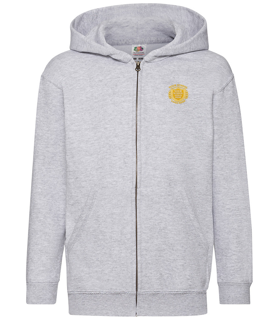 Heather Grey Zip-Up Hoodie - Left Chest Embroidered