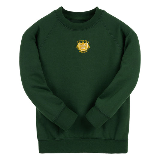 Bottle Green Classic Cotton Rich Crew Neck Sweatshirt - Centre Chest Print
