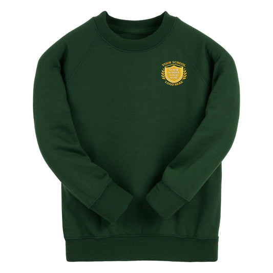Bottle Green Classic Cotton Rich Crew Neck Sweatshirt - Left Chest Embroidered