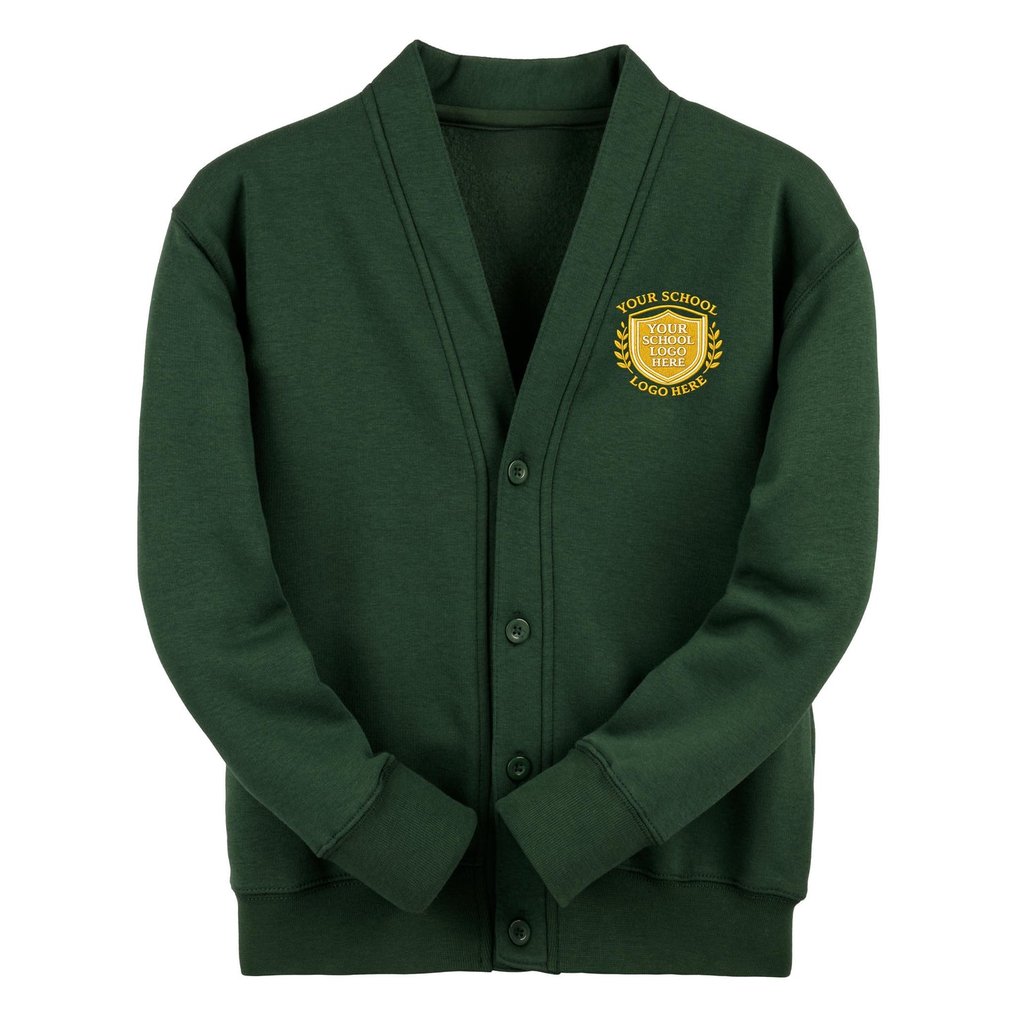 Bottle Green Classic Cotton Rich Sweat Cardigan - Left Chest Embroidered