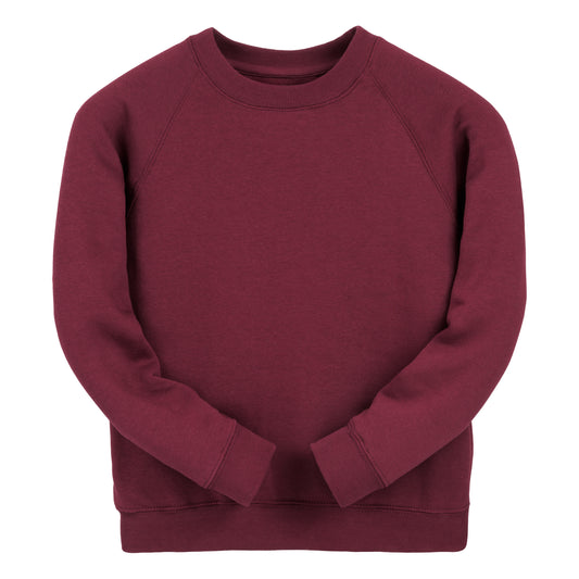 Burgundy Classic Cotton Rich Crew Neck Sweatshirt - Left Chest Embroidered