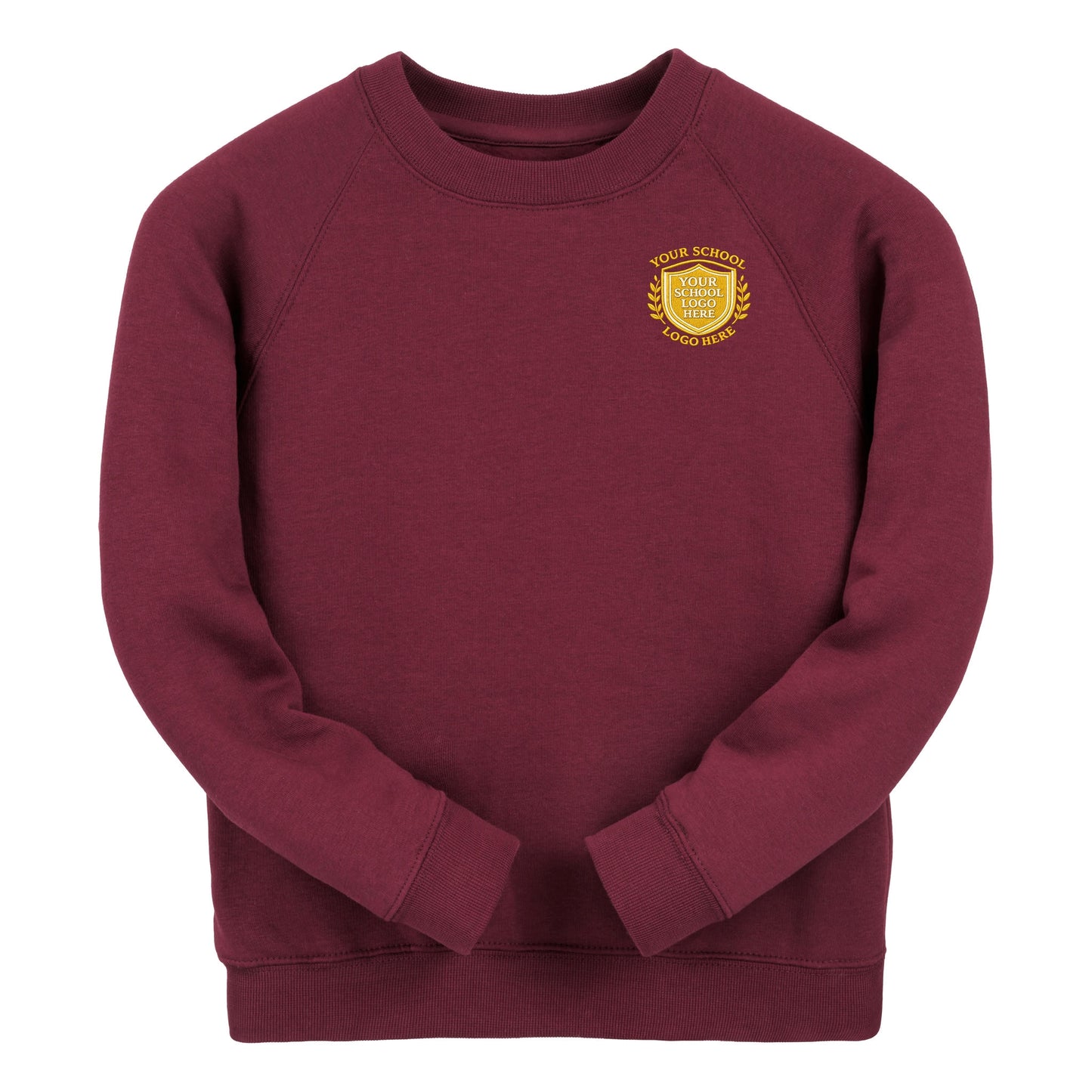 Burgundy Classic Cotton Rich Crew Neck Sweatshirt - Left Chest Embroidered