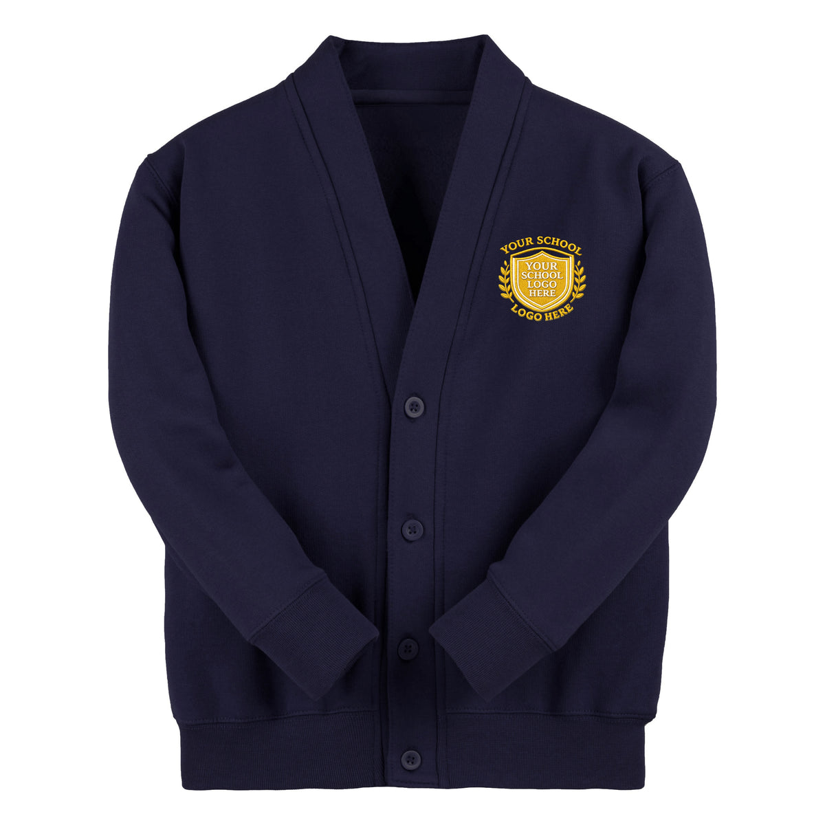 Navy Classic Cotton Rich Sweat Cardigan - Left Chest Embroidered