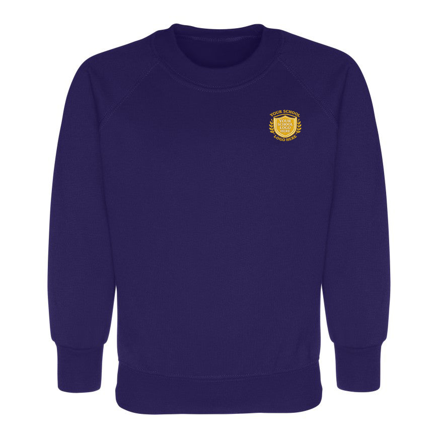 Purple Round Neck Sweatshirt - Left Chest Embroidered