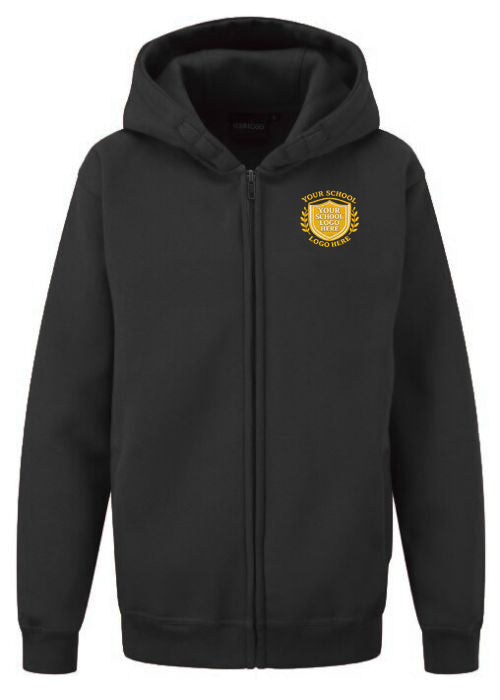 Black Sports Zip-Up Hoodie - Left Chest Embroidered