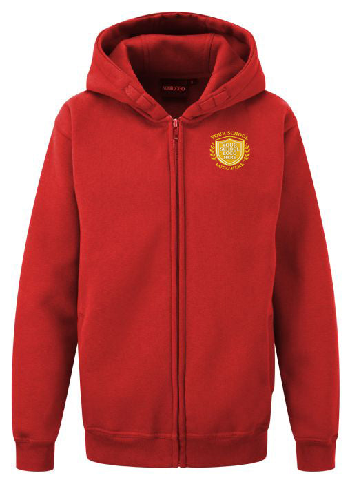 Red Sports Zip-Up Hoodie - Left Chest Embroidered