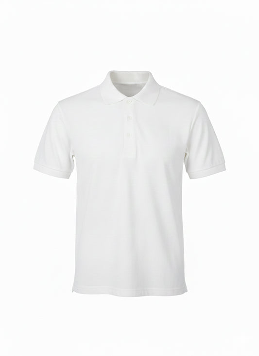 White Premium Sports Polo Shirt - Left Chest Embroidered