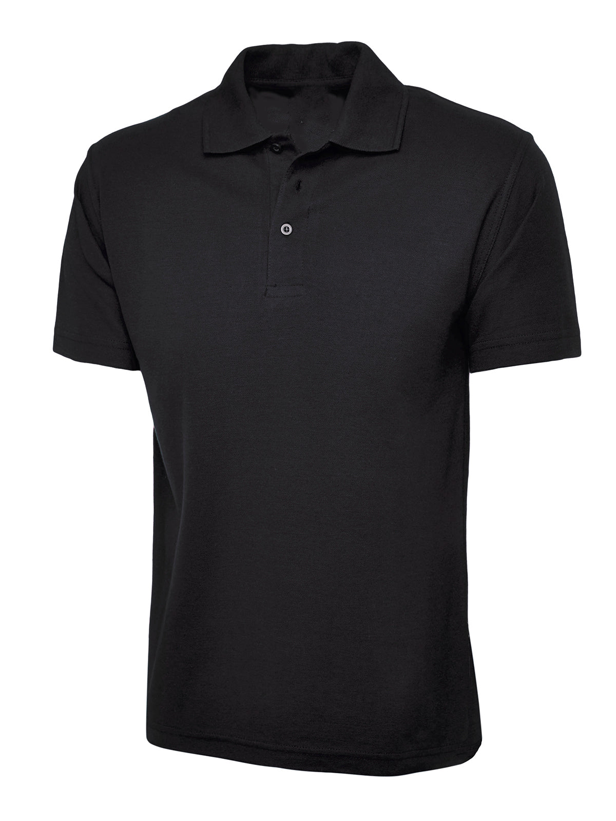 Black Cotton Blend Polo Shirt - Left Chest Embroidered