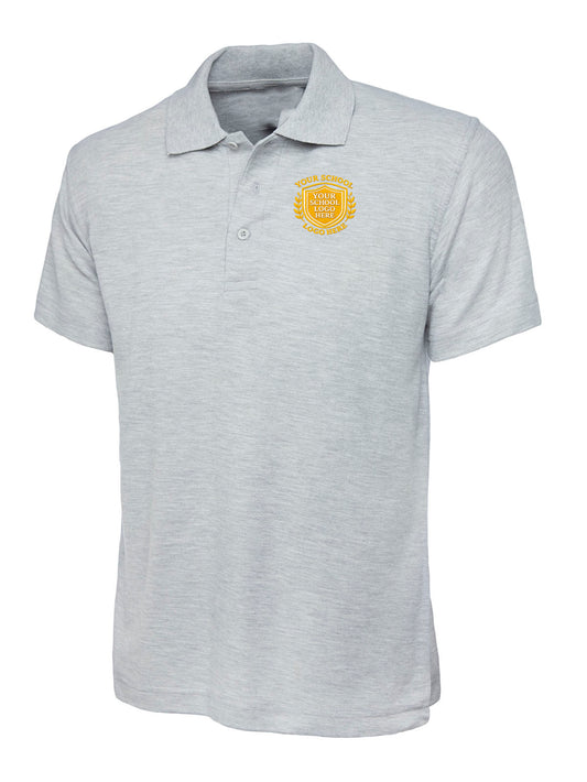 Heather Grey 50/50 Cotton Blend Polo Shirt - Left Chest Embroidered