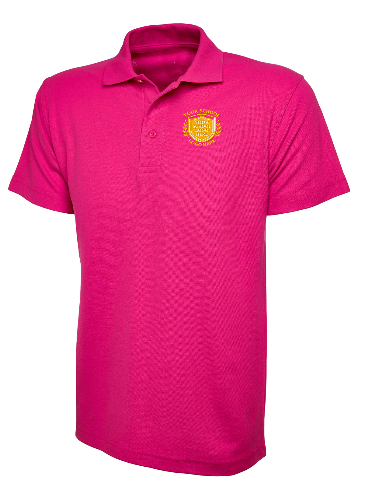 Hot Pink 50/50 Cotton Blend Polo Shirt - Left Chest Embroidered