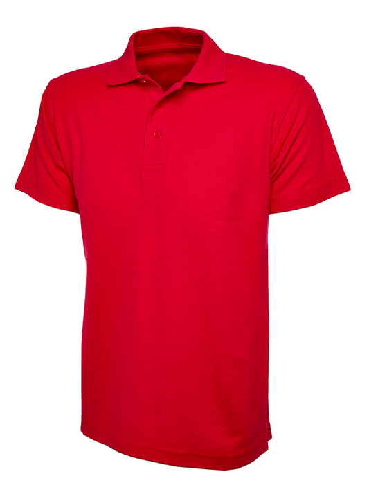 Red Cotton Blend Polo Shirt - Back and Left Chest Print