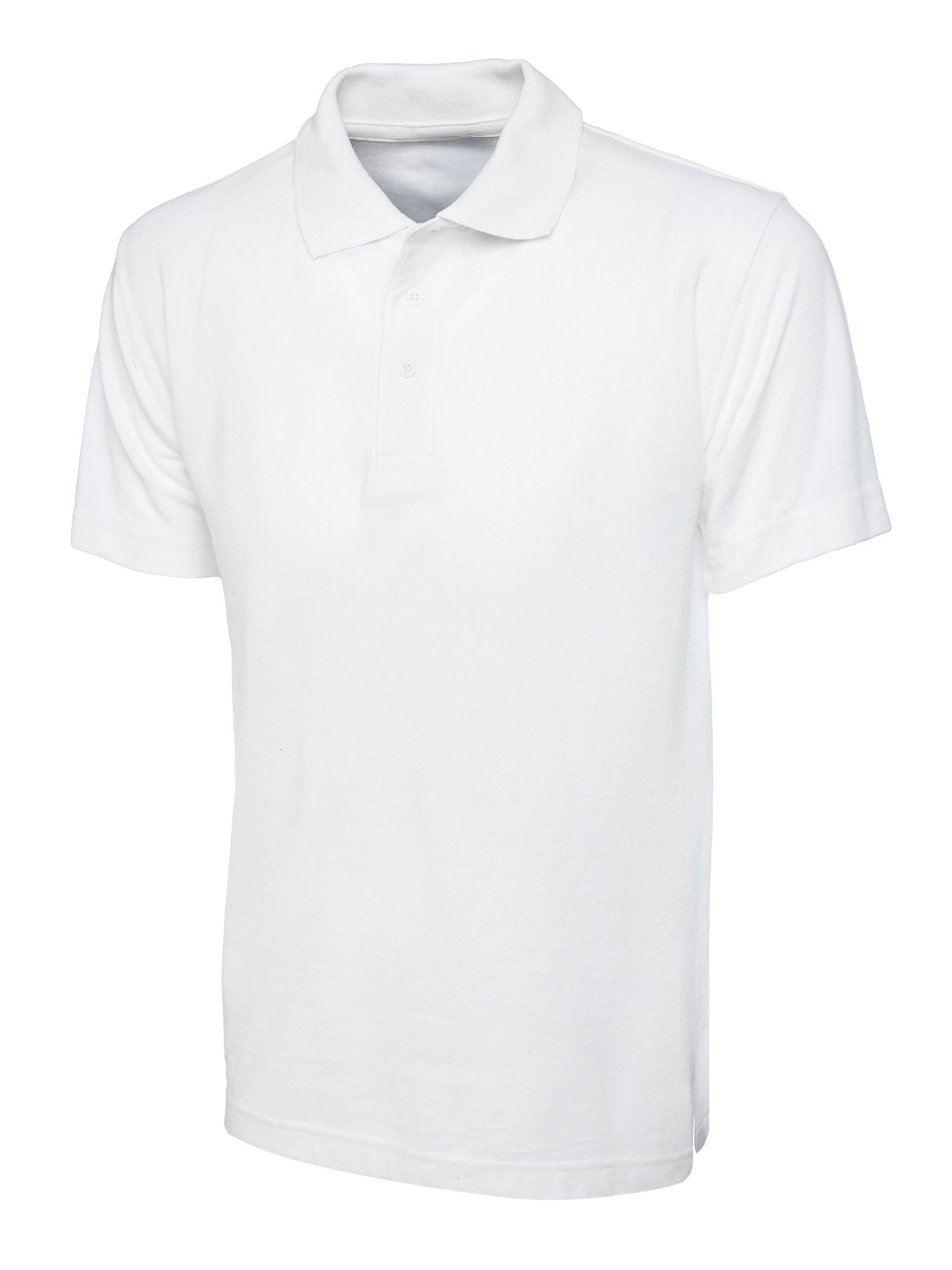 White Cotton Blend Polo Shirt - Left Chest Embroidered