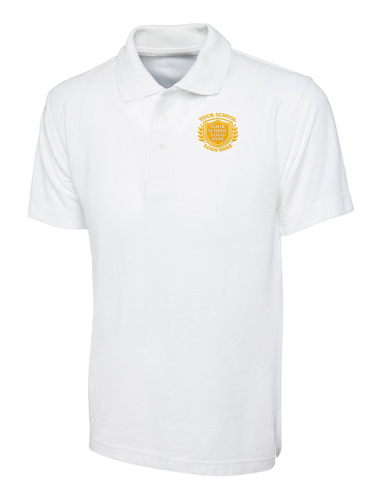 White 50/50 Cotton Blend Polo Shirt - Left Chest Embroidered