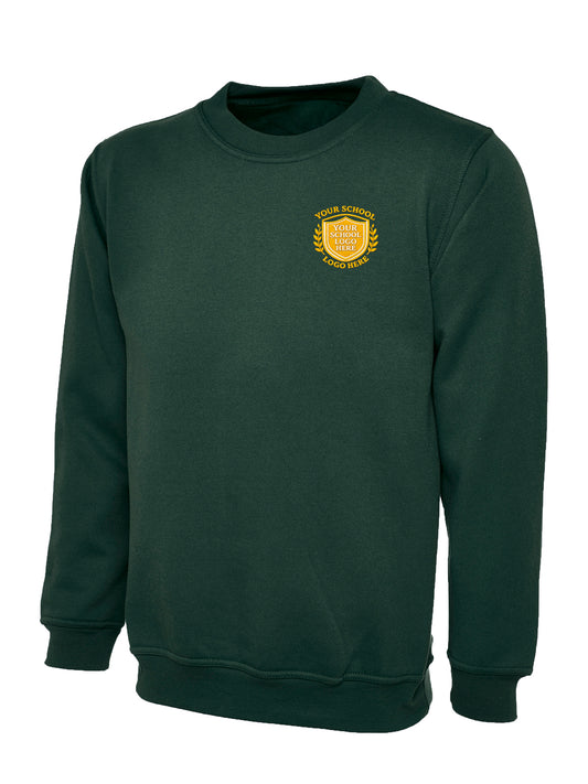 Bottle Green Cotton Blend STAFF Crew Neck Sweatshirt - Left Chest Embroidered