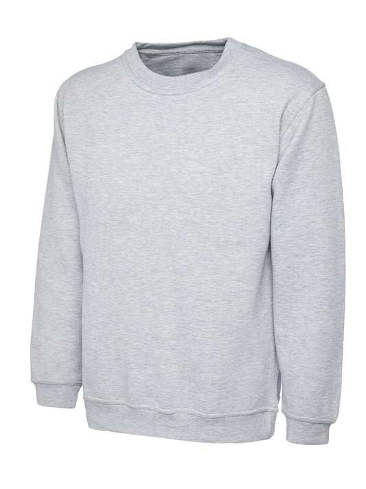 Heather Grey Children's Cotton Blend Crew Neck Sweatshirt - Left Chest Embroidered