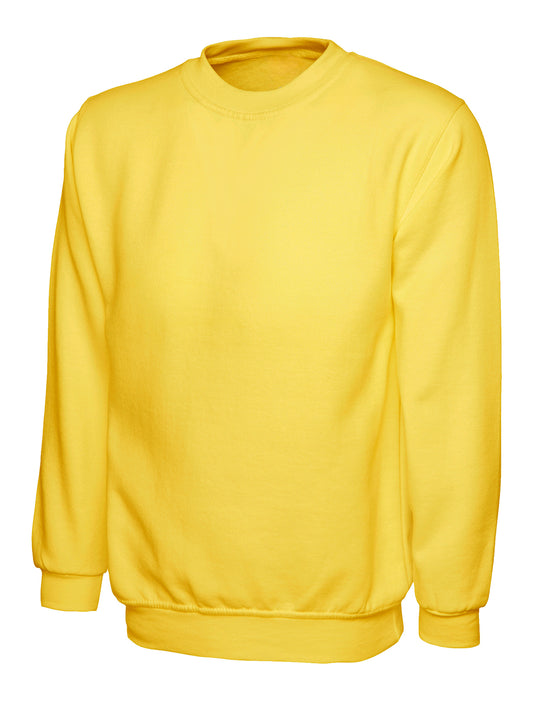 Yellow Children's Cotton Blend Crew Neck Sweatshirt - Left Chest Embroidered