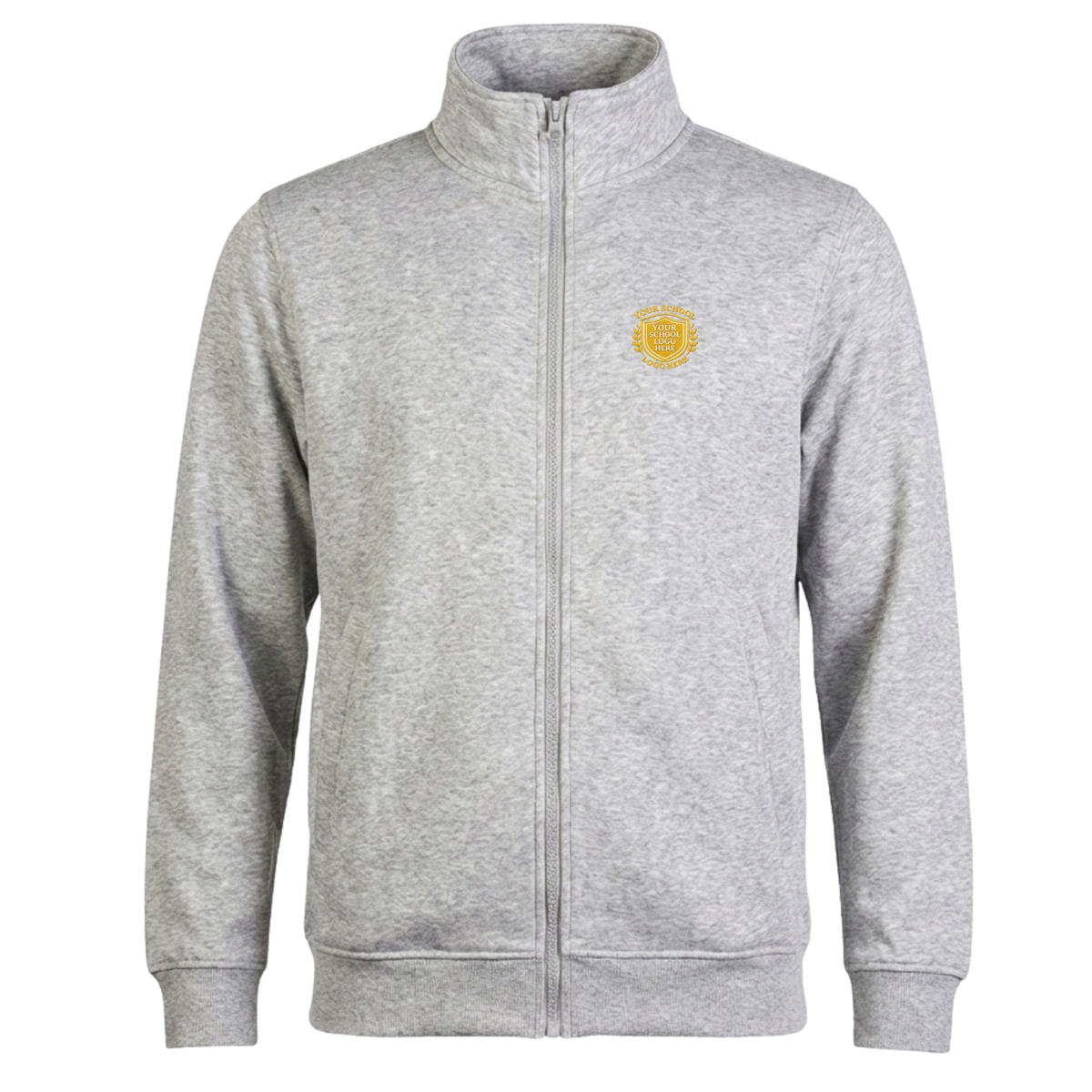 Heather Grey Unisex Sweat Jacket - Left Chest Embroidered