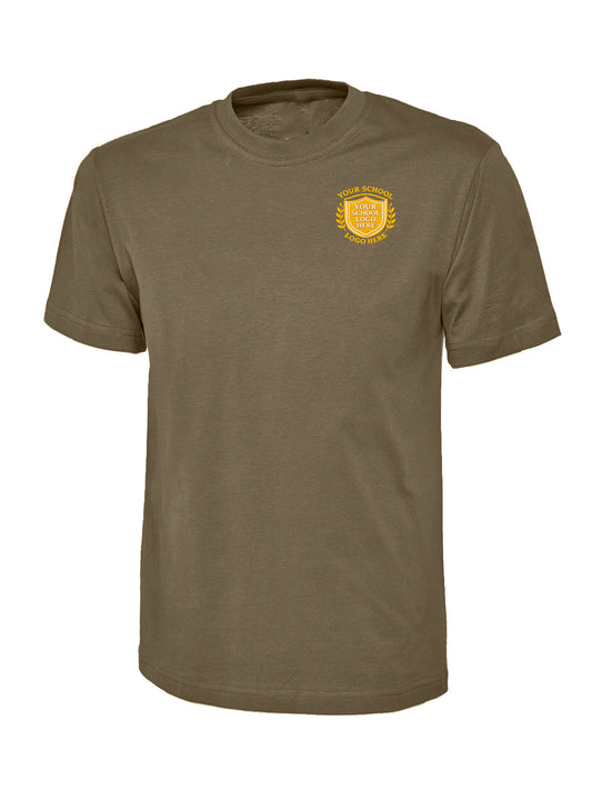 Military Green 100% Cotton T-Shirt - Left Chest Embroidered