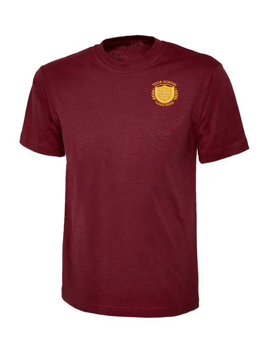 Maroon 100% Cotton T-Shirt - Left Chest Embroidered