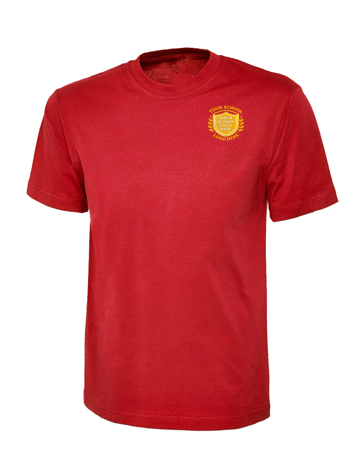 Red 100% Cotton T-Shirt - Left Chest Embroidered