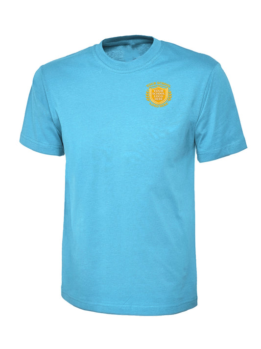 Sky Blue 100% Cotton T-Shirt - Left Chest Embroidered