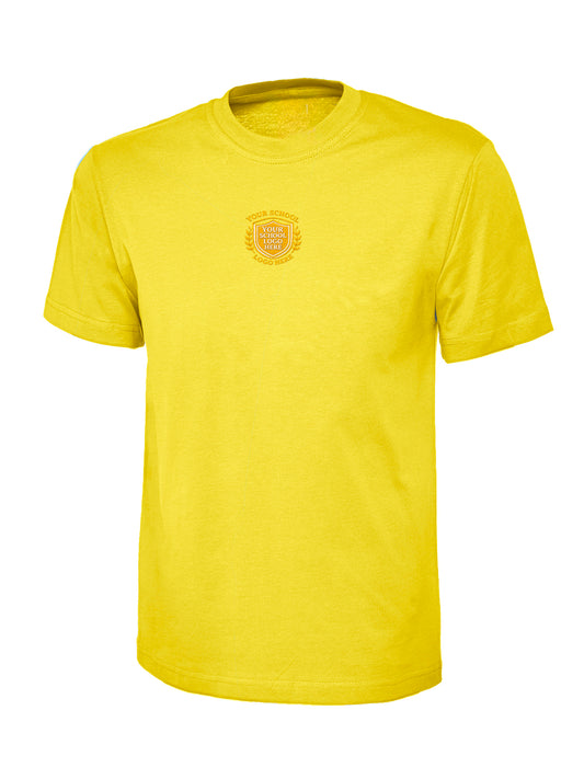Yellow 100% Cotton Children's T-Shirt - Centre Chest Print