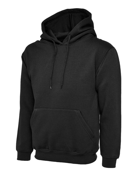 Black Cotton Blend Hoodie - Left Chest Embroidered