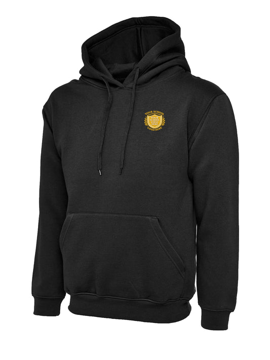 Black Cotton Blend Hoodie - Left Chest Embroidered