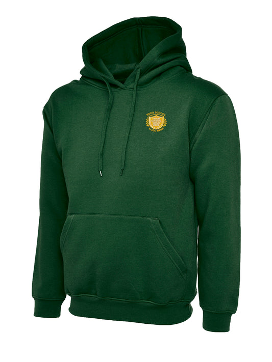 Bottle Green Cotton Blend STAFF Hoodie - Back and Left Chest Print