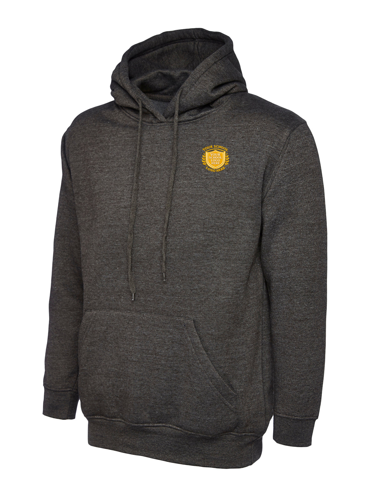 Charcoal Grey Cotton Blend Hoodie - Left Chest Embroidered