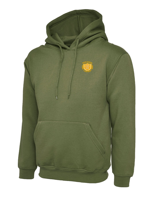Olive Green Cotton Blend Hoodie - Left Chest Embroidered