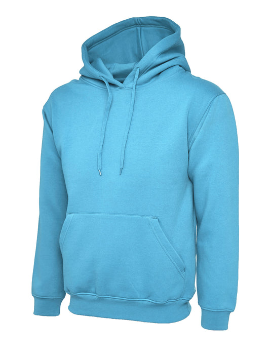 Sky Blue Cotton Blend Hoodie - Left Chest Embroidered