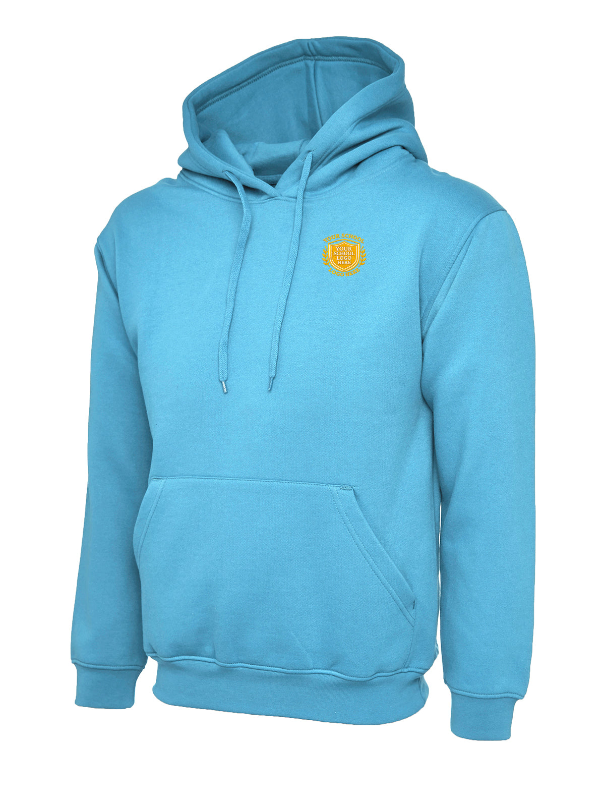 Sky Blue Cotton Blend Hoodie - Left Chest Embroidered