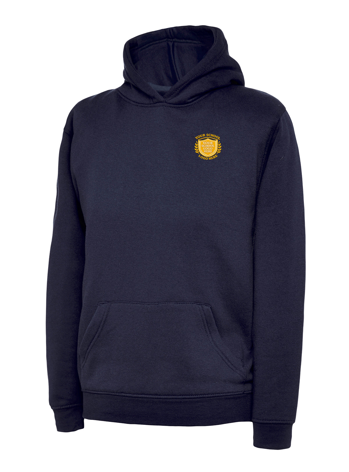 Navy Children's Cotton Blend Hoodie - Left Chest Print