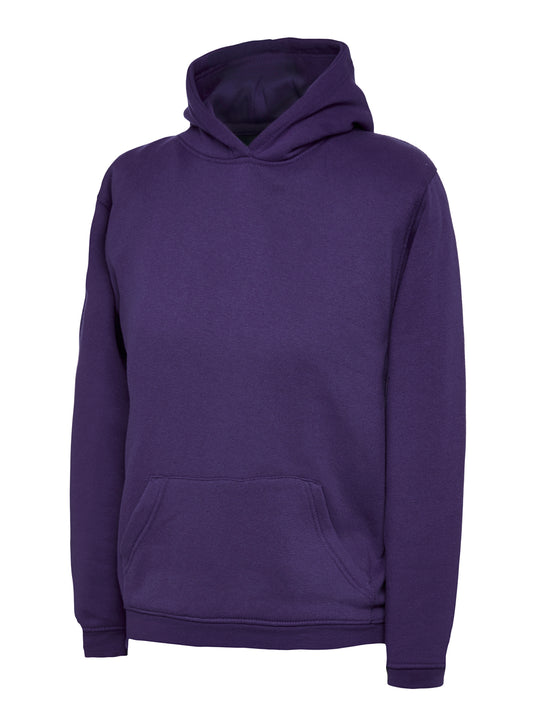 Purple Children's Cotton Blend Hoodie - Left Chest Embroidered