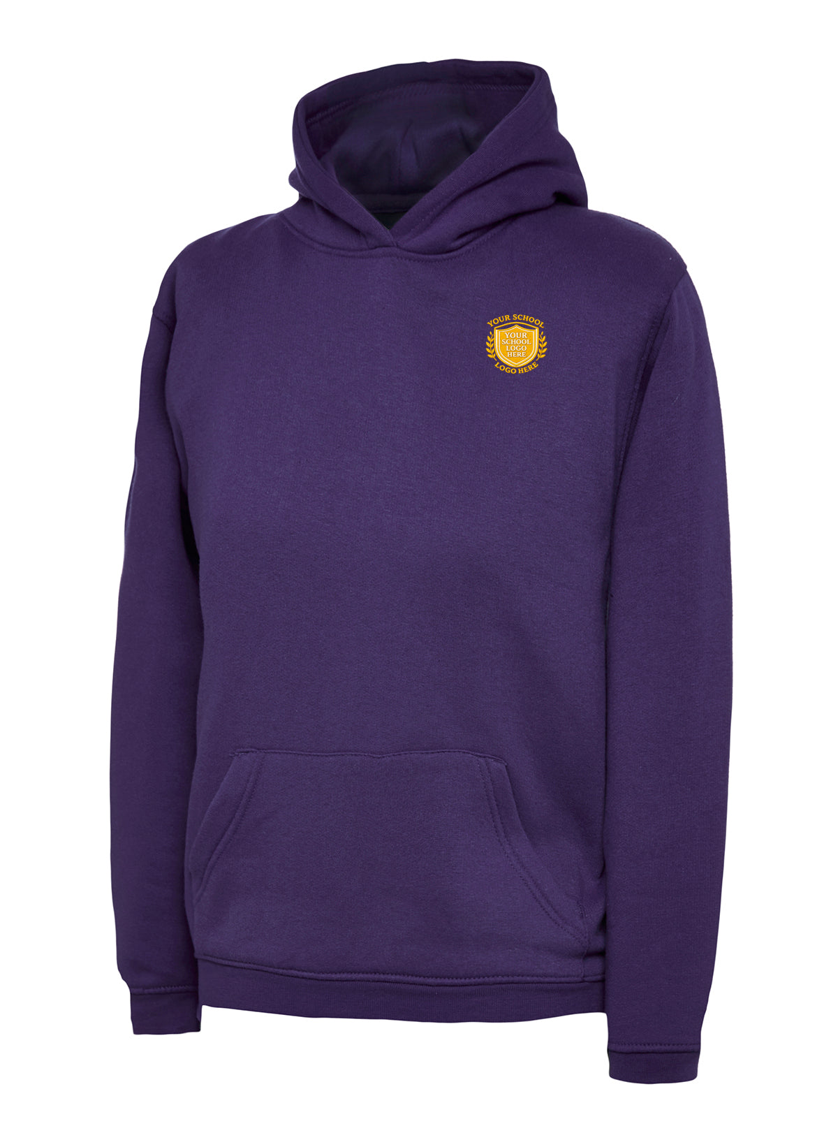 Purple Children's Cotton Blend Hoodie - Left Chest Embroidered