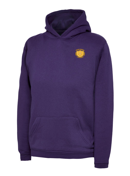 Purple Children's Cotton Blend Hoodie - Left Chest Embroidered