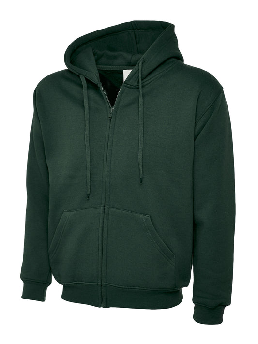 Bottle Green Zip-Up Hoodie - Left Chest Embroidered