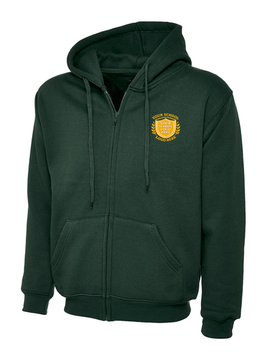 Bottle Green Zip-Up Hoodie - Left Chest Embroidered