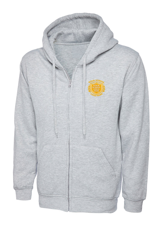 Heather Grey Zip-Up Hoodie - Left Chest Embroidered
