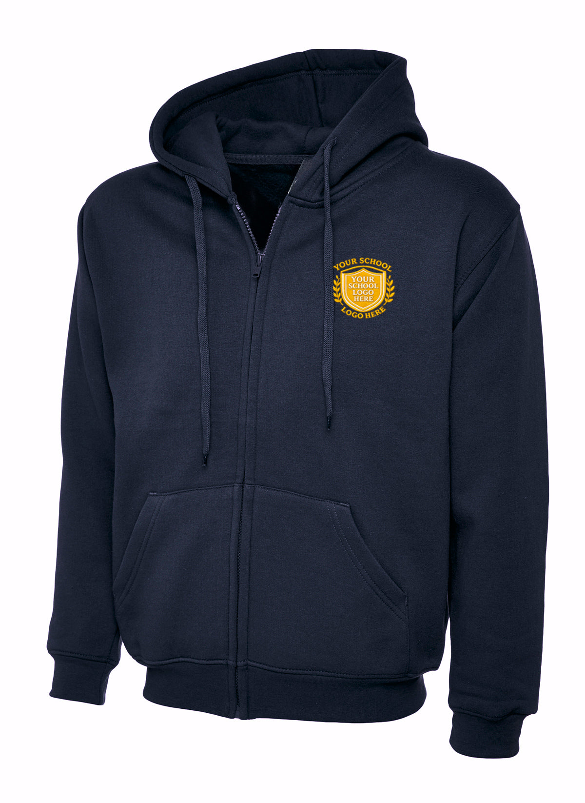 Navy PE Zip-Up Hoodie - Left Chest Embroidered