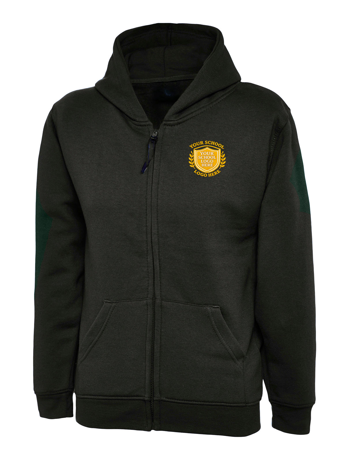 Black Zip-Up Hoodie - Back and Left Chest Print