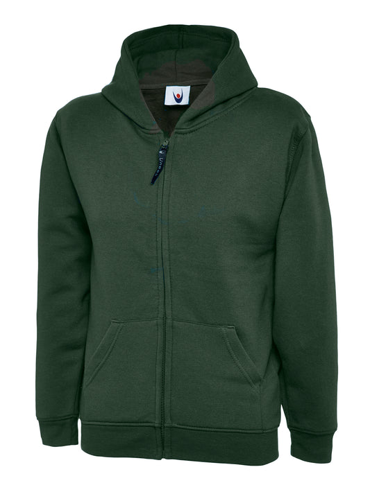 Bottle Green Zip-Up Hoodie - Left Chest Embroidered