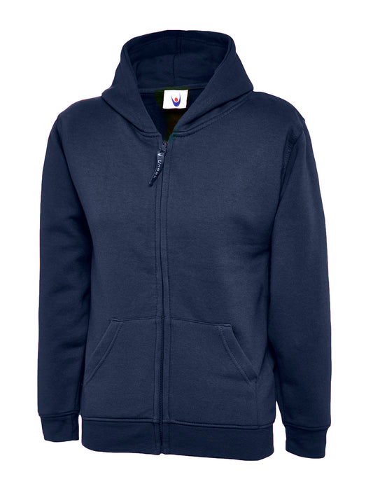Navy Zip-Up Hoodie - Left Chest Embroidered