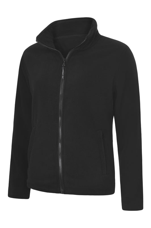 Black Ladies Full Zip Fleece Jacket - Left Chest Embroidered