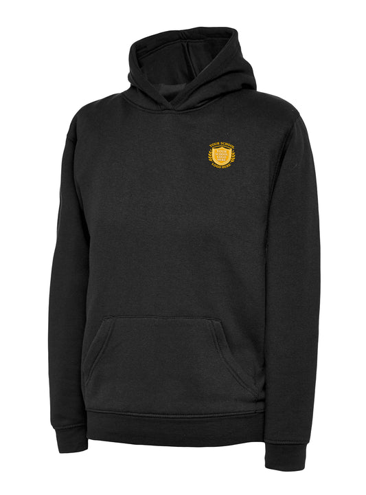 Black Cotton Blend Hoodie - Left Chest Embroidered